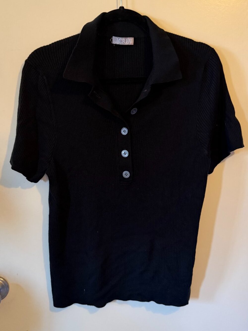 JCrew Black Ribbed Polo Shirt